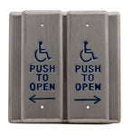Camden Door Controls CM-2520/3 | Double Gang Vestibule Push Plate, 'PUSH TO OPEN', Bright Stainless Steel
