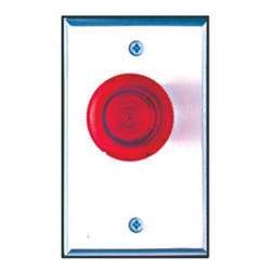 Camden Door Controls CM-3040G | Illuminated Green Mushroom Pushbutton, Single Gang, Push/Pull, N/C, Maintained, Blank Faceplate, Brushed Aluminum