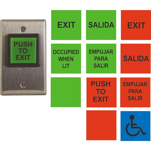 Camden Door Controls CM-30U | Universal Multi Label Switch, 12 English and Spanish Insert Labels