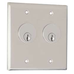 Camden Door Controls CM-3520 | Double Gang Dual Cylinder Key Switch, Stainless Steel, 1 SPDT Momentary