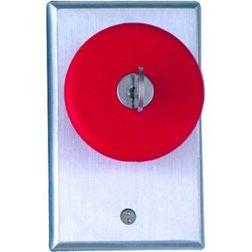 Camden Door Controls CM-6050 | Locking Red Push Button, Push to Lock, Key to Release, N/O & N/C, Maintained