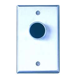 Camden Door Controls CM-7000GE | Medium Duty Vandal Resistant Recessed Push Button, Blank Faceplate, Single Gang, Green Button (EXIT), N/O, Momentary, Brushed Aluminum