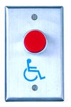 Camden Door Controls CM-8085GE | Vandal Resistant Extended Green Push Button (EXIT), DPST, Single Gang, Time Delay, Blank Faceplate, Brushed Aluminum