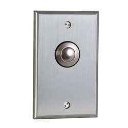 Camden Door Controls CM-9080/3F | Mechanical Vandal Resistant Push/Exit Switch, POUSSEZ POUR OUVRIR, Single Gang, DPDT Momentary, Brushed Aluminum