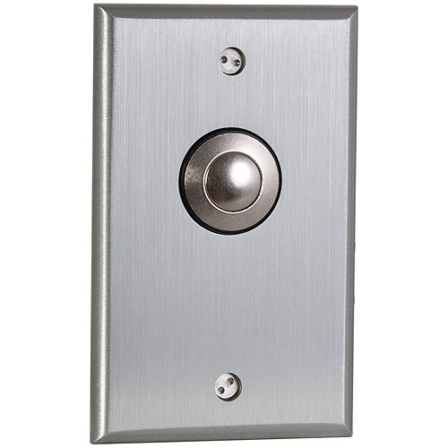Camden Door Controls CM-9080 | Mechanical Vandal Resistant Push/Exit Switch, Blank Faceplate, Single Gang, DPDT Momentary, Brushed Aluminum