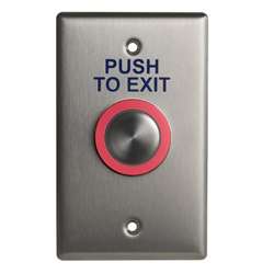 Camden Door Controls CM-9600/3 | Illuminated Piezoelectric Push/Exit Switch, Single Gang, PUSH TO OPEN, Bright Stainless Steel