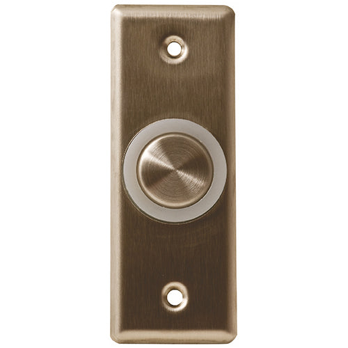 Camden Door Controls CM-9610 | Illuminated Piezoelectric Push/Exit Switch, Narrow, Blank Faceplate, Bright Stainless Steel