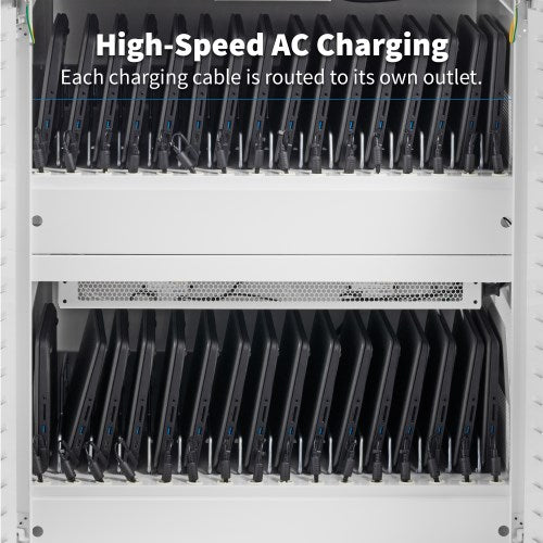Tripp-Lite CSC32ACWHG | Safe-IT Multi-Device UV Charging Cart, Hospital-Grade, 32 AC Outlets, Laptops, Chromebooks, Antimicrobial, White