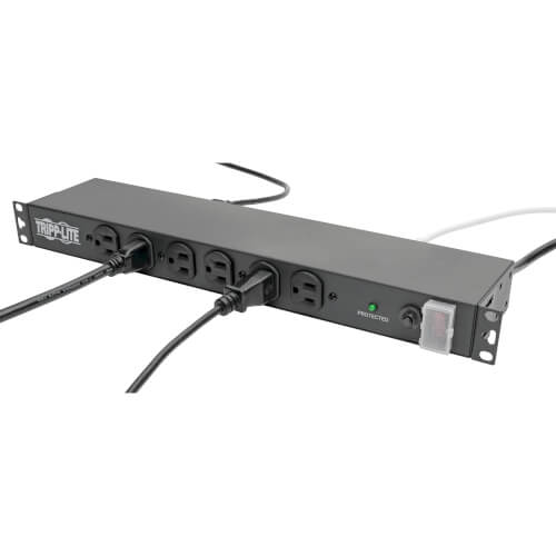 Tripp-Lite DRS-1215 | 14-Outlet Economy Network Server Surge Protector, 1U Rack-Mount, 15 ft. (4.57 m) Cord, 3000 Joules