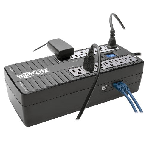 Tripp-Lite ECO850LCD | 850VA 425W Standby UPS - 12 NEMA 5-15R Outlets, 120V, 50/60 Hz, USB, LCD, ENERGY STAR, Desktop/Wall