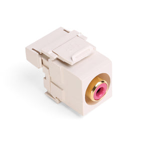 Leviton 40735-RRT | RCA 110-Termination QuickPort Connector, Red Barrel, Light Almond Housing