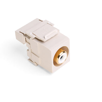 Leviton 40735-RWT | RCA 110-Termination QuickPort Connector, White Barrel, Light Almond Housing