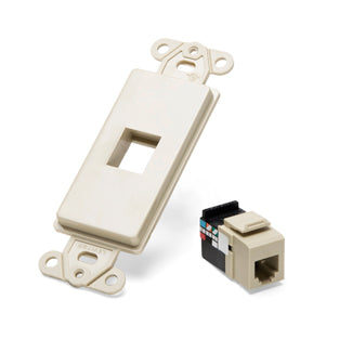 Leviton 41638-E | Decora Insert Kit, 6P6C, black, Kit includes: one 1-port Decora insert and one 6P6C USOC jack