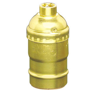 Leviton 8004 | Medium Base Complete, Aluminum Shell Incandescent Lampholder, Keyless, Single Circuit, 1/8 IPS Tapped Bushing w/Set Screw, Brass