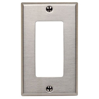 Leviton 84125-40 | 2-Gang No Device Blank Wallplate, Oversized, 302 Stainless Steel, Box Mount, Stainless Steel