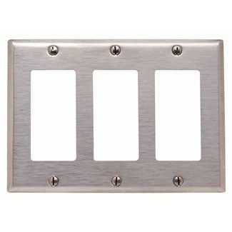 Leviton 84409-40 | 2-Gang Decora/GFCI Device Decora Wallplate, Standard Size, 302 Stainless Steel, Device Mount, Stainless Steel, Brushed Finish