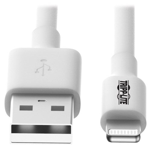 Tripp-Lite M100-010-WH | USB-A to Lightning Sync/Charge Cable, MFi Certified - White, M/M, USB 2.0, 10 ft. (3.05 m)
