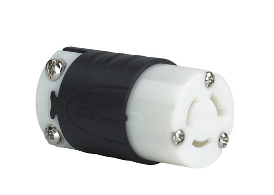 Legrand PSL615-C | Pass and Seymour | 15 Amp NEMA L615 Connector - Black Back, White Front Body
