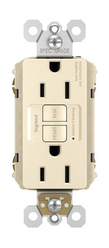 Legrand 1597-TRLA | Radiant Collection | Radiant Spec-Grade 15A Tamper-Resistant Self-Test GFCI Receptacle, Light Almond