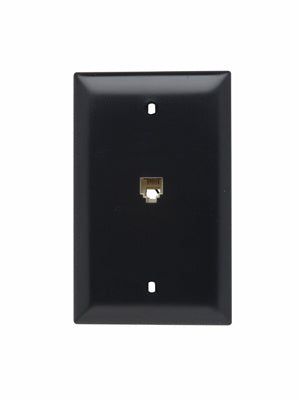 Legrand TPTE1BK | On-Q | Communication Device, Single Gang Opening Modular Four Conductor Telephone Jack with Wall Plate, Black