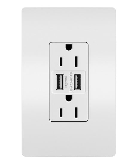 Legrand TM826USBW | Radiant 15A Tamper-Resistant USB Outlet, White