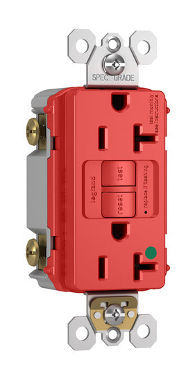 Legrand 2097-HGRED | Pass and Seymour | Hospital-Grade 20A Self-Test Duplex GFCI, Red