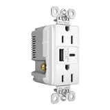 Legrand TR15USBAC6W | Pass and Seymour | 15A 125V TR REC + USBA+C FAST CHRG, White