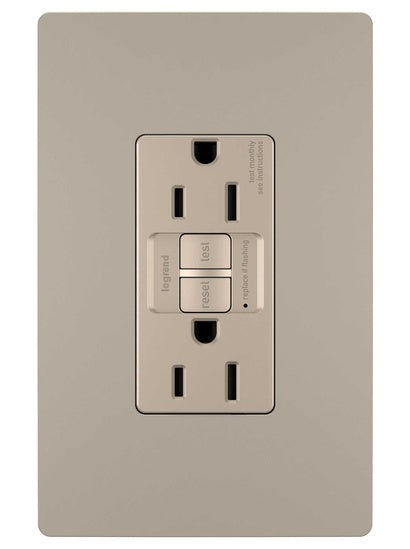 Legrand 1597TRNICC4 | Radiant Collection | Radiant Spec-Grade 15A Tamper-Resistant Self-Test GFCI Receptacle, Nickel