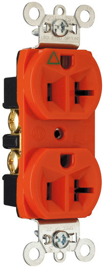 Legrand IG5362 | Pass and Seymour | Isolated Ground Heavy-Duty Spec Grade Receptacles, Back & Side Wire, 20A, 125V, Orange