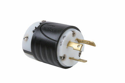 Legrand L530-P | Pass and Seymour | 30 Amp NEMA L530 Plug - Black Back, White Front Body