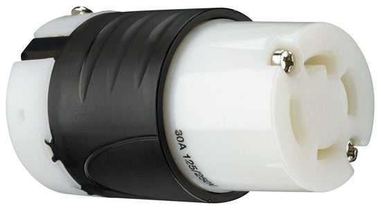 Legrand L1430-C | Pass and Seymour | 30 Amp NEMA L1430 Connector - Black Back, White Front Body