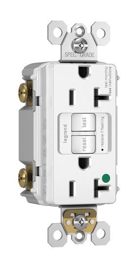 Legrand 2097-HGW | Pass and Seymour | Hospital-Grade 20A Self-Test Duplex GFCI, White
