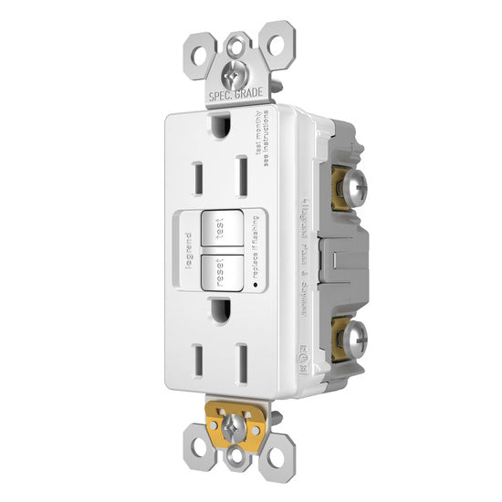 Legrand 1597-W | Radiant Collection | Radiant Spec-Grade 15A Self-Test GFCI Receptacle, White