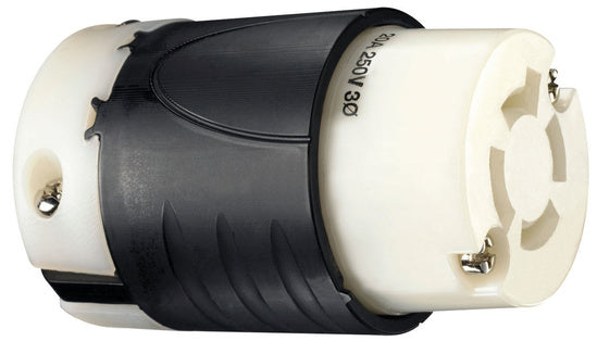 Legrand L1520-C | Pass and Seymour | 20 Amp NEMA Connector L1520 - Black Back, White Front Body