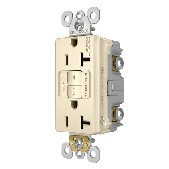 Legrand 2097-LA | Radiant Collection | Radiant Spec-Grade 20A Self-Test GFCI Receptacle, Light Almond