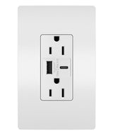 Legrand R26USBACW | Radiant Collection | Radiant 15A Tamper-Resistant USB Type A/C Outlet, White