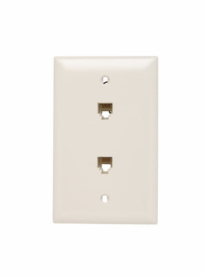 Legrand TPTE2LA | On-Q | Communication Device, Single Gang, Two Modular Four Conductor RJ11 Telephone Jacks with Wall Plate, Light Almond