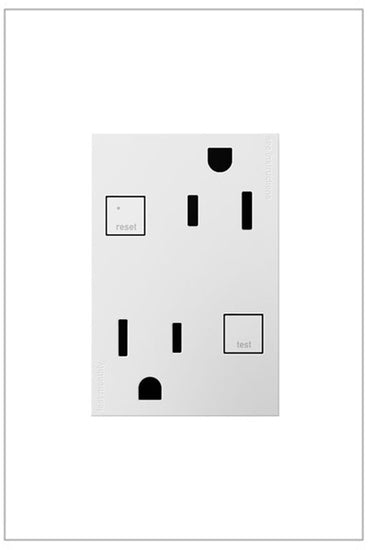 Legrand AGFTR2153W4 | Adorne Collection | Adorne 15A Tamper-Resistant Self-Test GFCI Outlet - Plus-Size, White