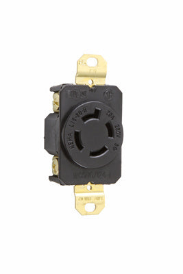 Legrand L1520-R | Pass and Seymour | 20 Amp NEMA L1520 Single Receptacle, Black