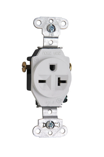Legrand 5851-W | Pass and Seymour | Heavy-Duty Spec Grade Single Receptacles, Side Wire, 20A, 250V, White