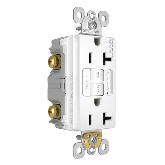 Legrand 2097W | Radiant Collection | Radiant Spec-Grade 20A Self-Test GFCI Receptacle, White