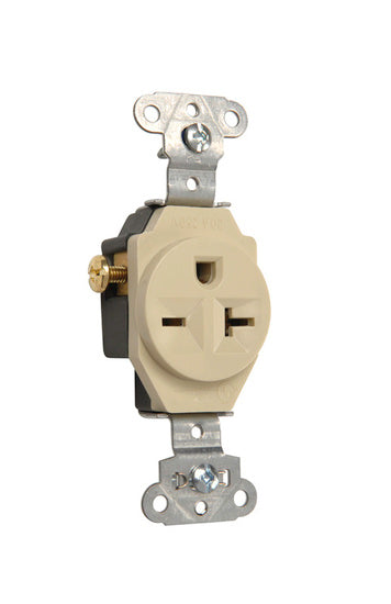 Legrand 5851-I | Pass and Seymour | Heavy-Duty Spec Grade Single Receptacle, Side Wire, 20A, 250V, Ivory