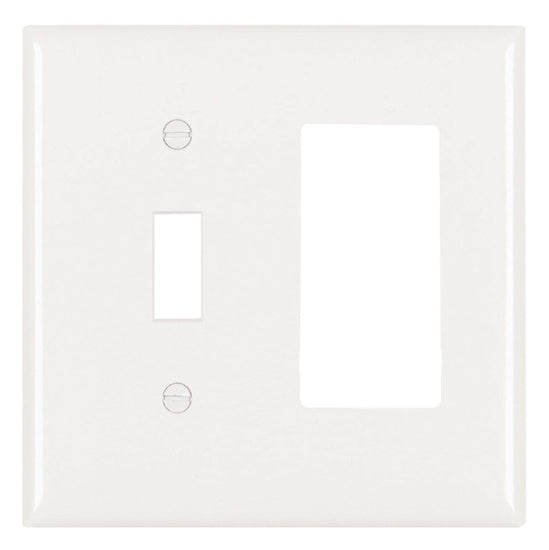 Legrand TP126W | Pass and Seymour | Combination Openings, 1 Toggle Switch & 1 Decorator, Two Gang, White