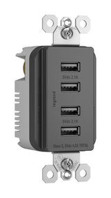 Legrand TM8USB4BKCC6 | Radiant Collection | Radiant Quad USB Charger, Black