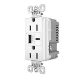 Legrand TR15USBAC6W | Pass and Seymour | 15A 125V TR REC + USBA+C FAST CHRG, White