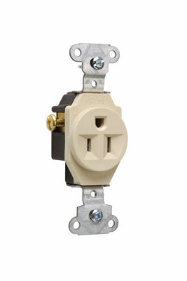 Legrand 5251-I | Pass and Seymour | Heavy-Duty Spec Grade Single Receptacle, Side Wire, 15A, 125V, Ivory
