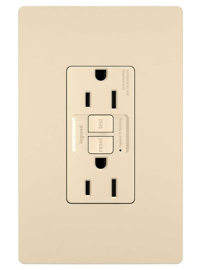 Legrand 1597-TRI | Radiant Collection | Radiant Spec-Grade 15A Tamper-Resistant Self-Test GFCI Receptacle, Ivory