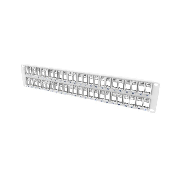 Legrand SPKFBU48-W | TechChoice - 48-Port - Front-Loading Keystone Panel with Removable Bezels - Label/Icon Field - Flat - 1RU - White