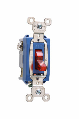 Legrand PS15AC1RPL | Pass and Seymour | Industrial Extra Heavy-Duty Specification Grade Switch, Lighted When On, Back & Side Wire, Red