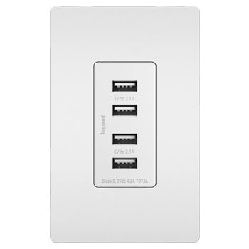 Legrand TM8USB4WCC6 | Radiant Collection | Radiant Quad USB Charger, White